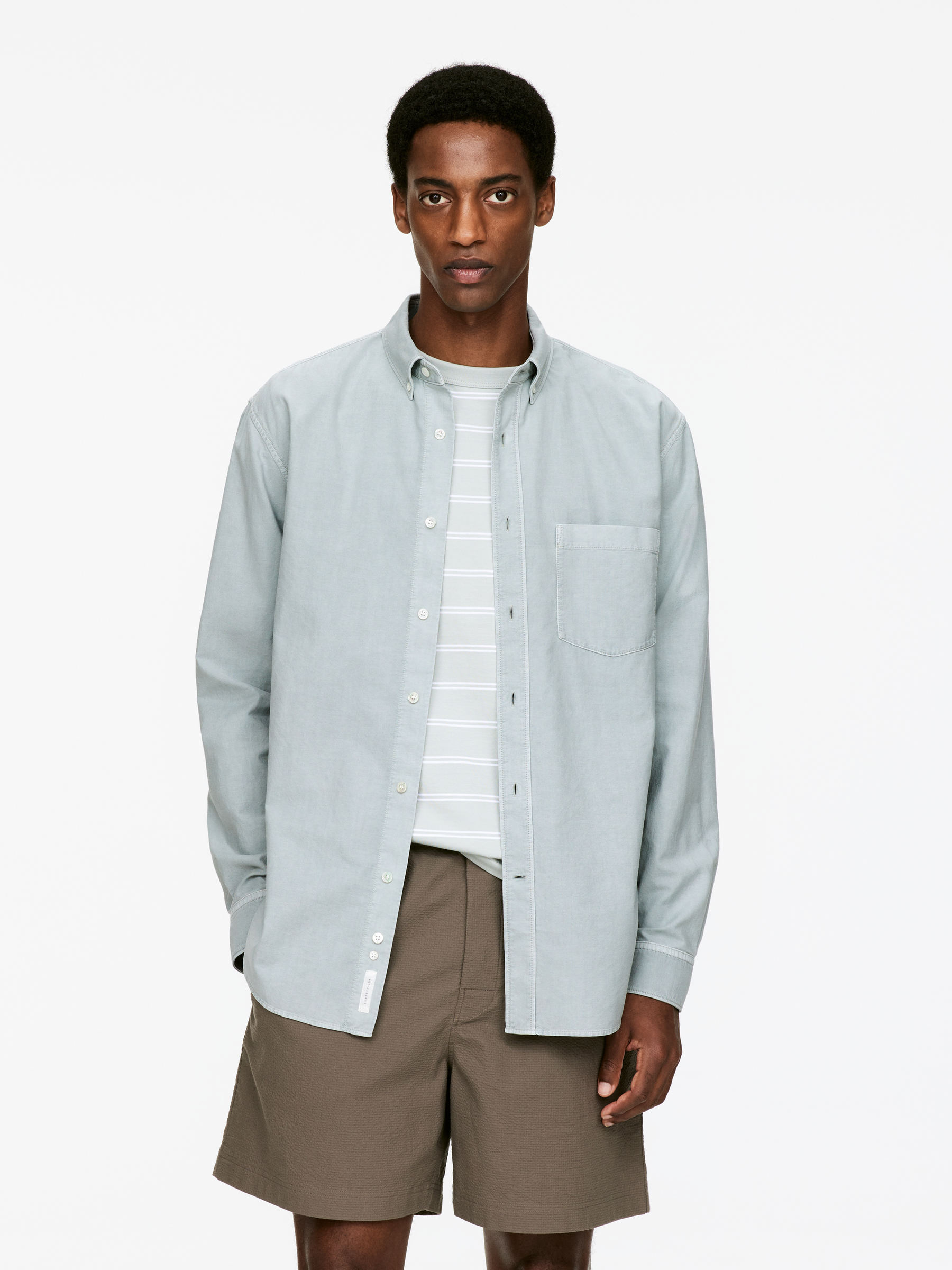 Relaxed Oxford Shirt-#A8ACA9-15420