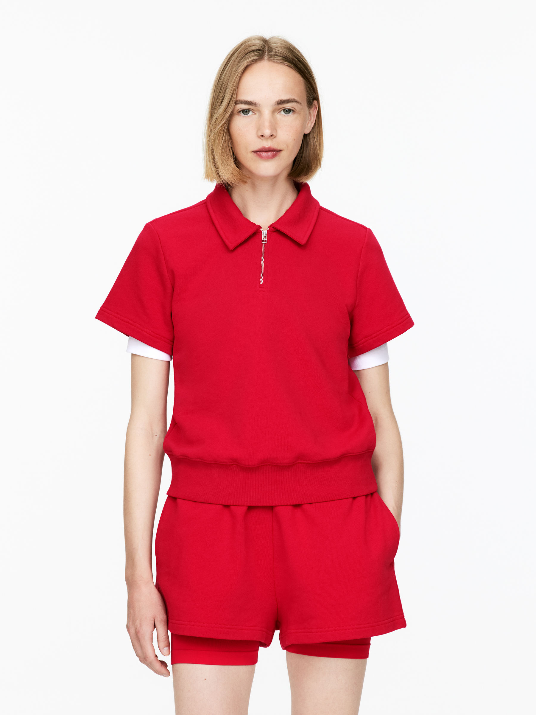 Half-Zip Terry Top-#C1002F-15070