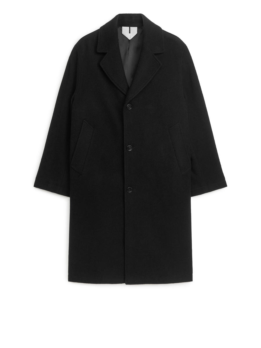 Single-Breasted Wool-Blend Coat-#272628-6433