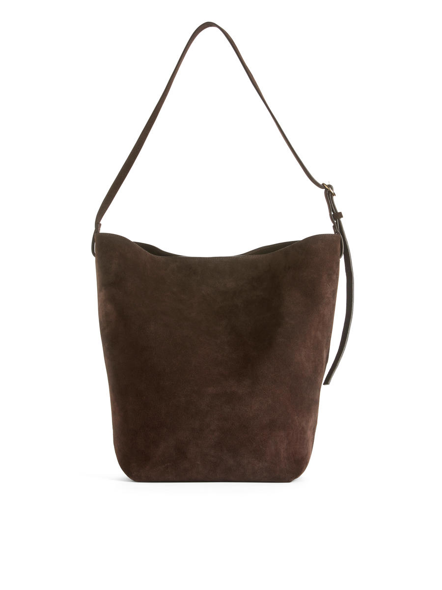 Suede Tote Bag-#52453E-7083