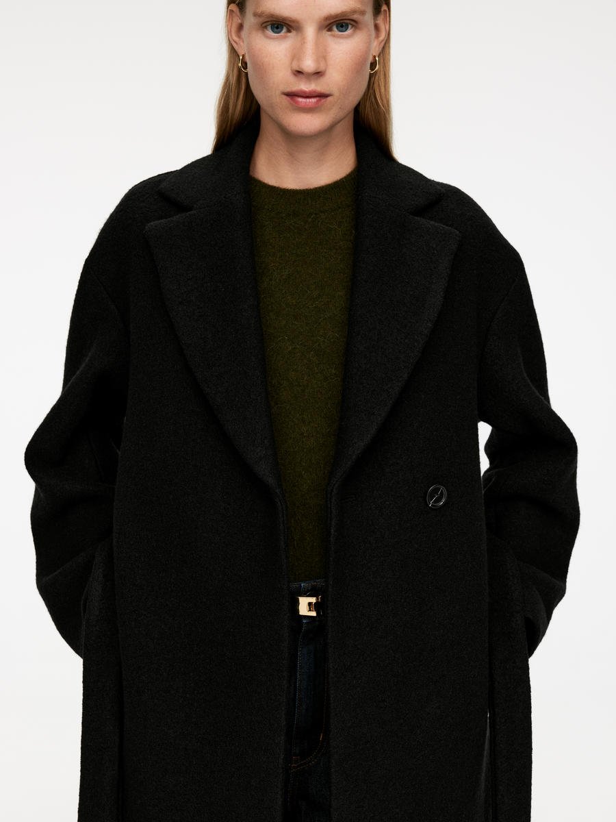 Black boucle coat online