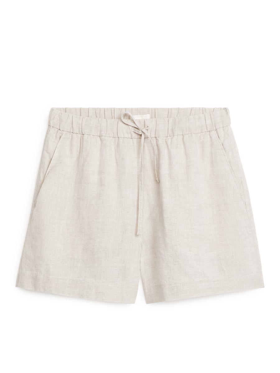 Linen Shorts-#DED8C5-1459