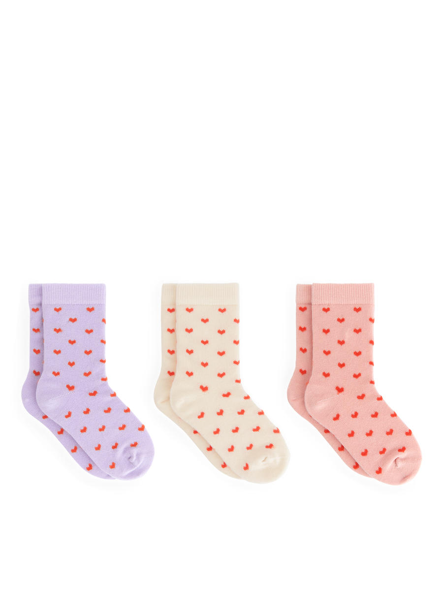 Cotton Socks Set of 3-Pink-11705