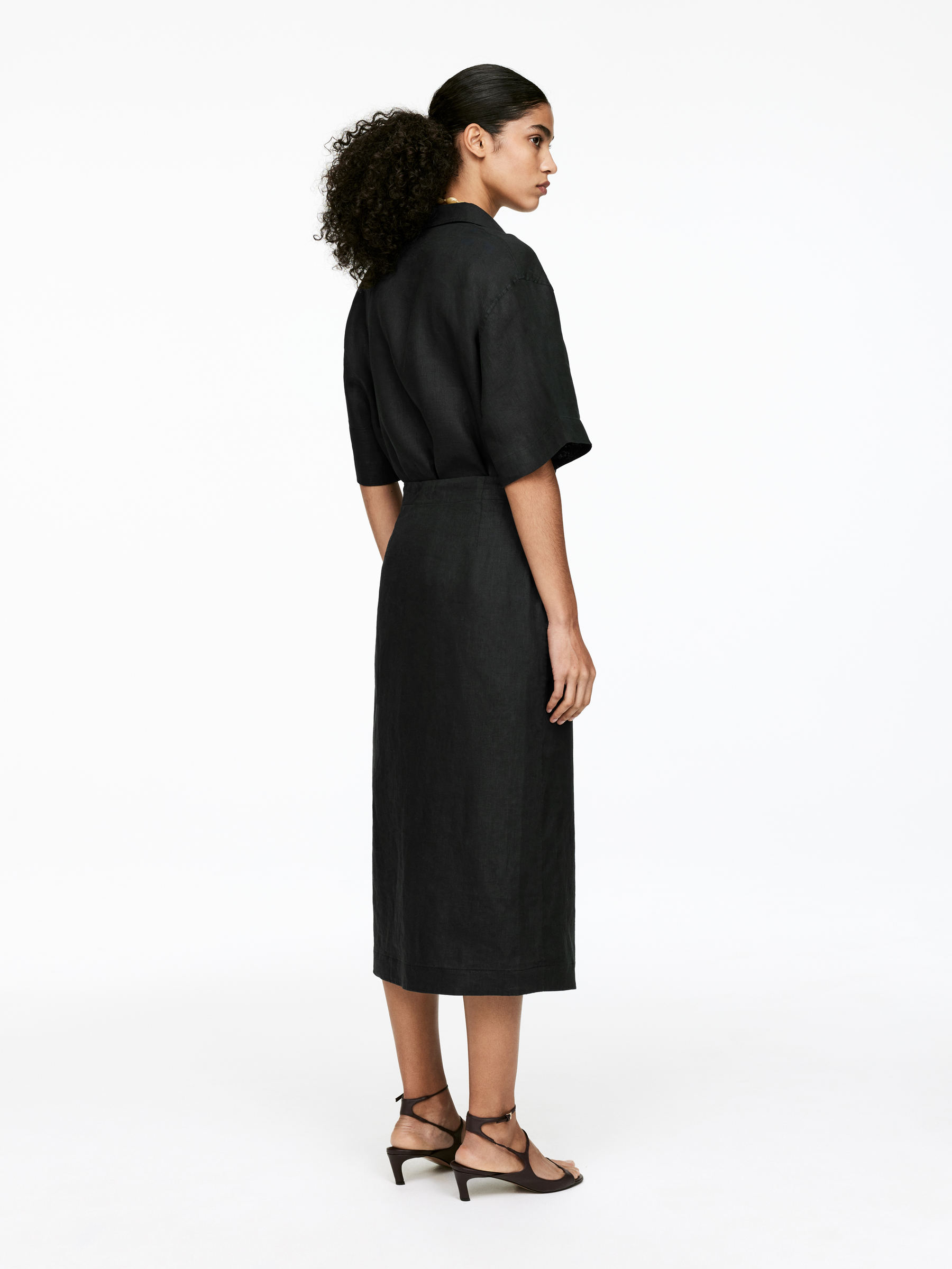 Linen Wrap Skirt - Black - Regular fit - Women - StillMedia/Lookbook - 3