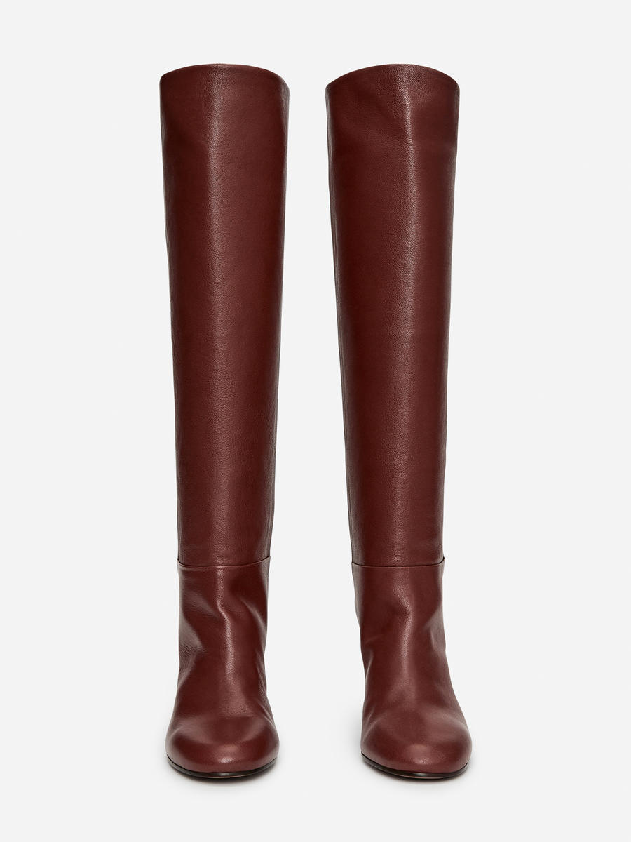 Knee-High Leather Boots-#8D533A-13012