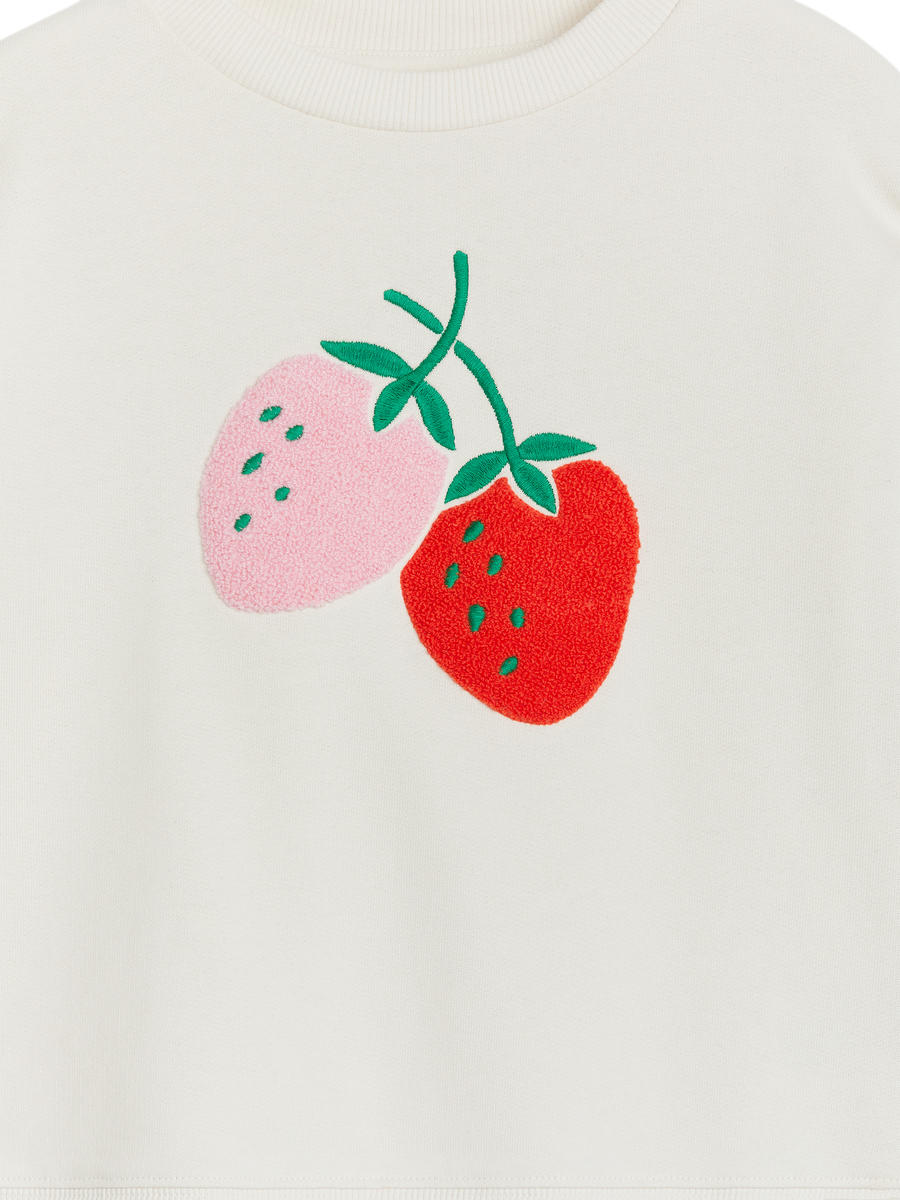 Embroidered Sweatshirt - Off White/Strawberries - Oversized - Children - 1233799002