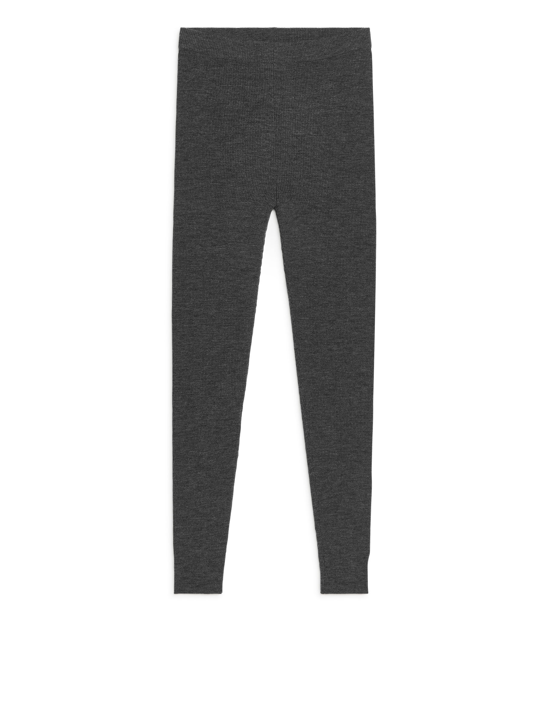 Ribbed Wool Blend Leggings - Grey Melange - Slim fit - Women - StillMedia/DescriptiveStillLife - 1