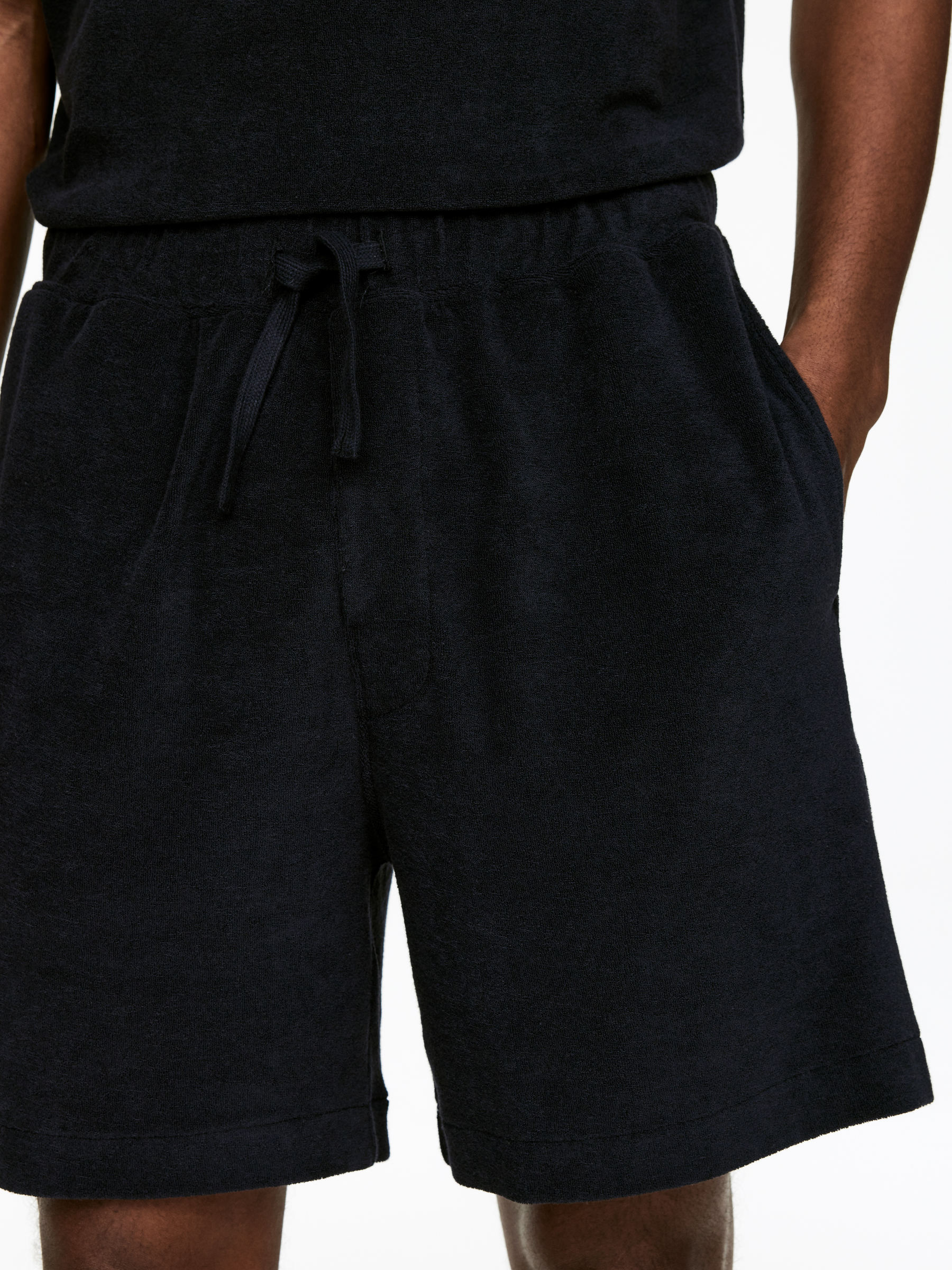 Cotton Towelling Shorts - Black - Regular fit - Men - StillMedia/Lookbook - 6