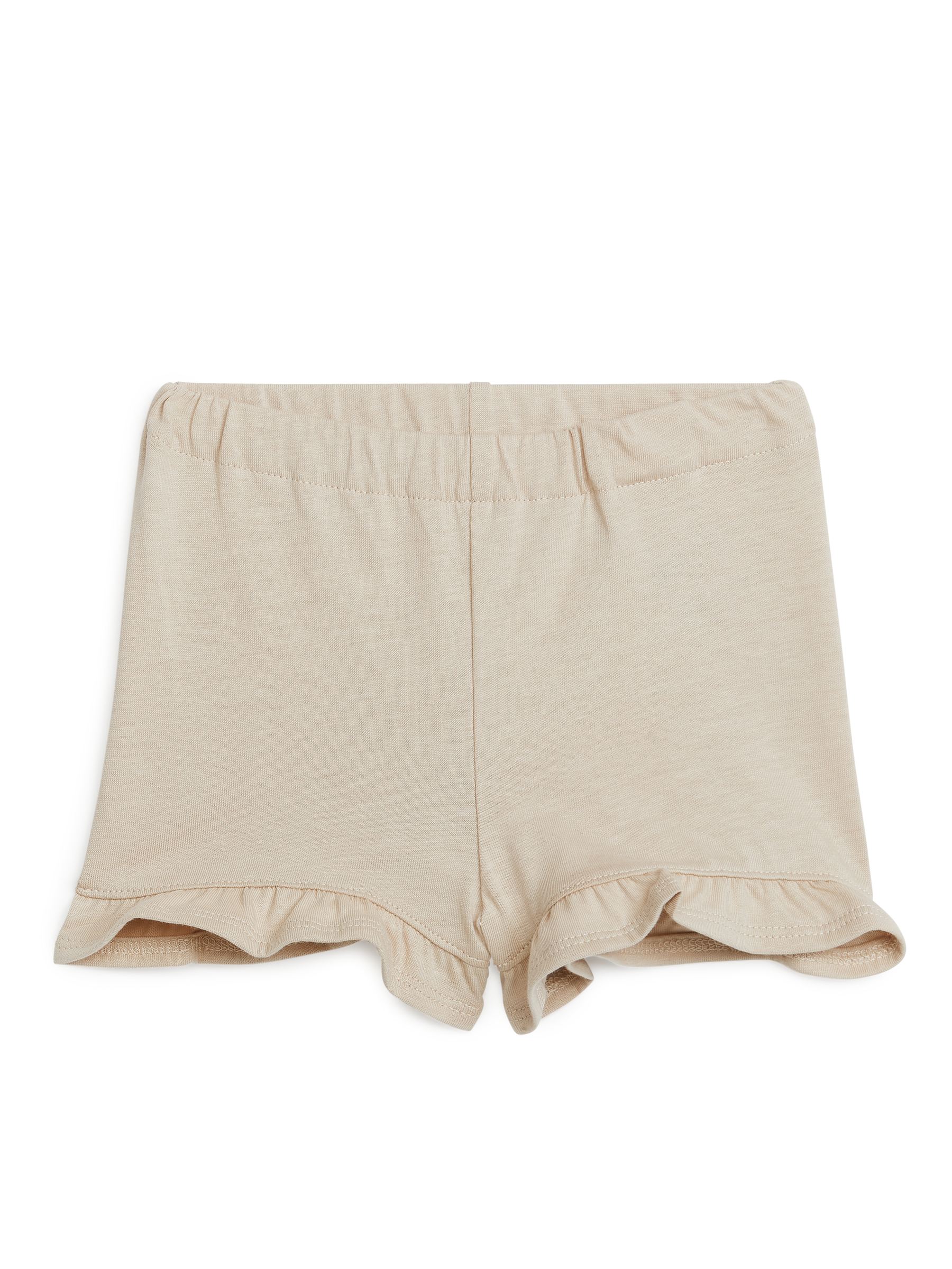 Pantalones cortos de punto con volantes-Beige-5256
