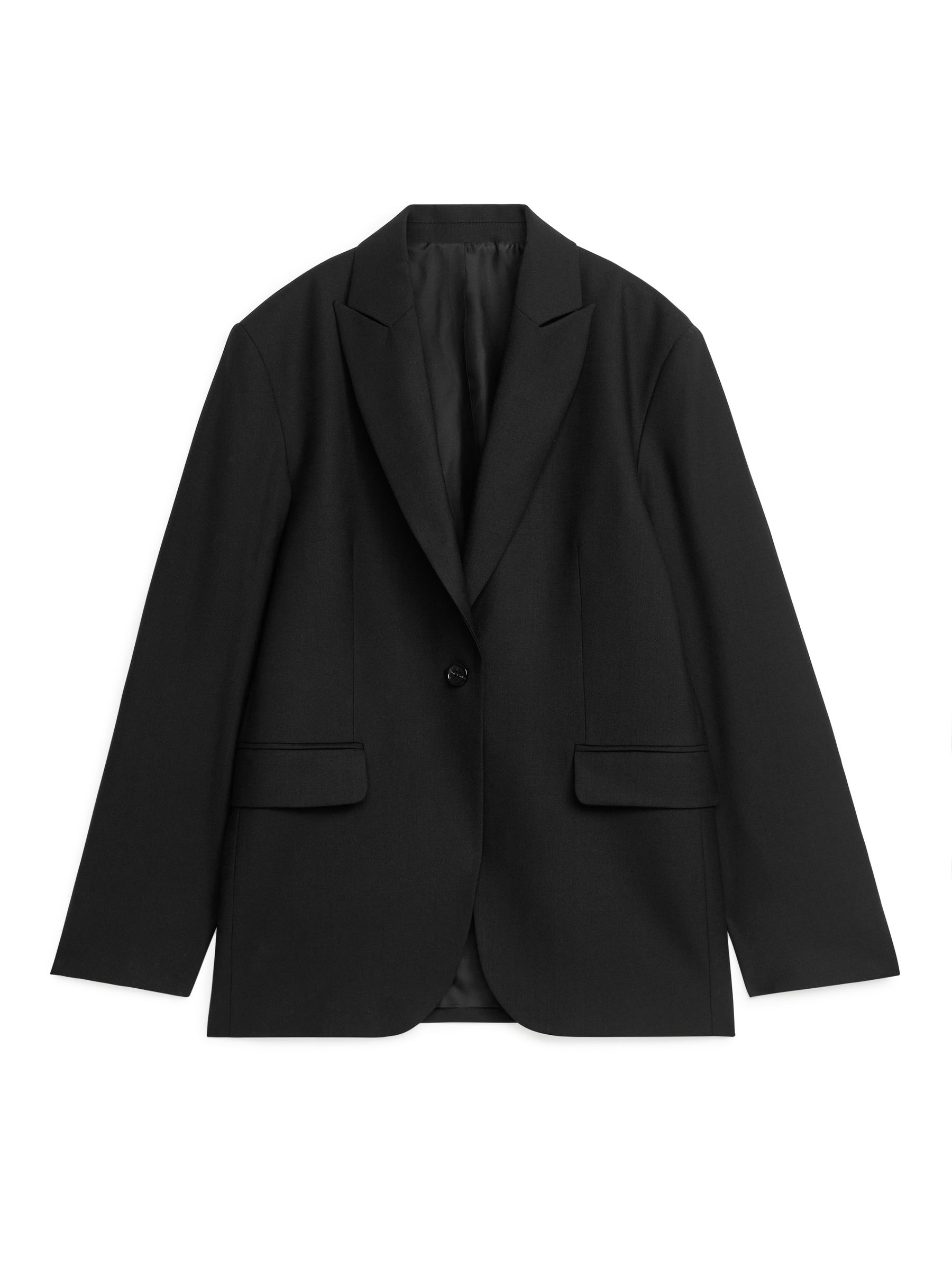 Oversized Wool Blend Blazer-#272628-2180