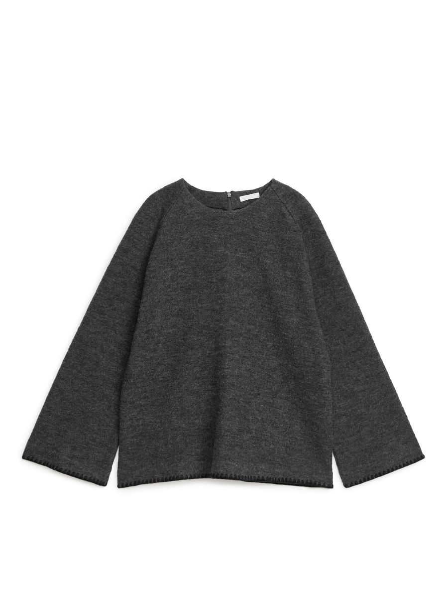 Boiled Wool-Cotton Sweatshirt-#3A3A3D-6568