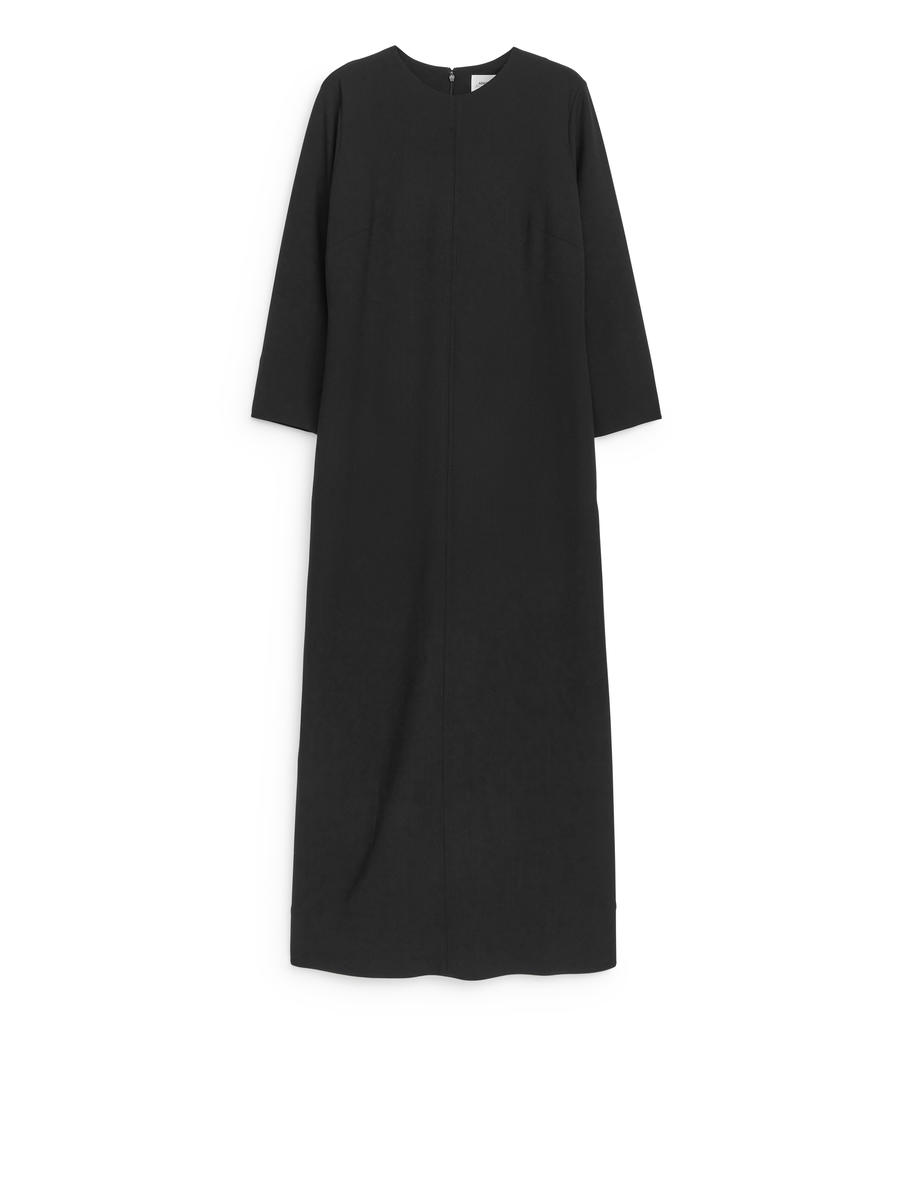 Maxi Wool Dress-Black-12983