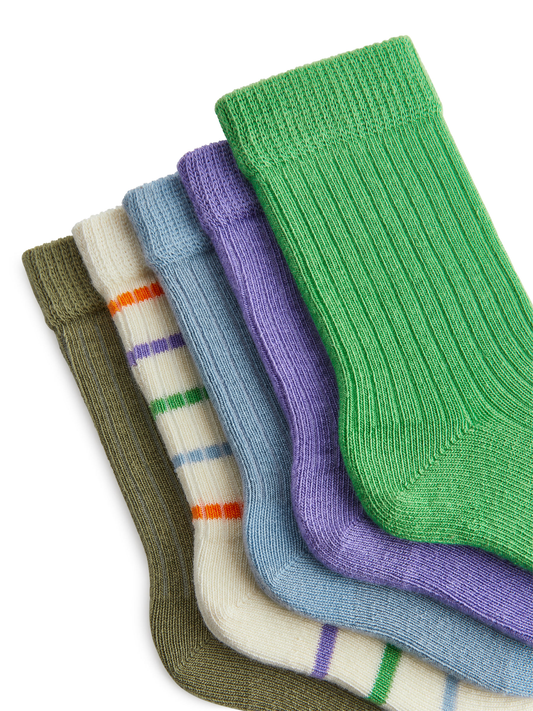 Rib Knit Baby Socks, 5 Pairs - Green/Multi-Colour - Children - StillMedia/DescriptiveDetail - 1