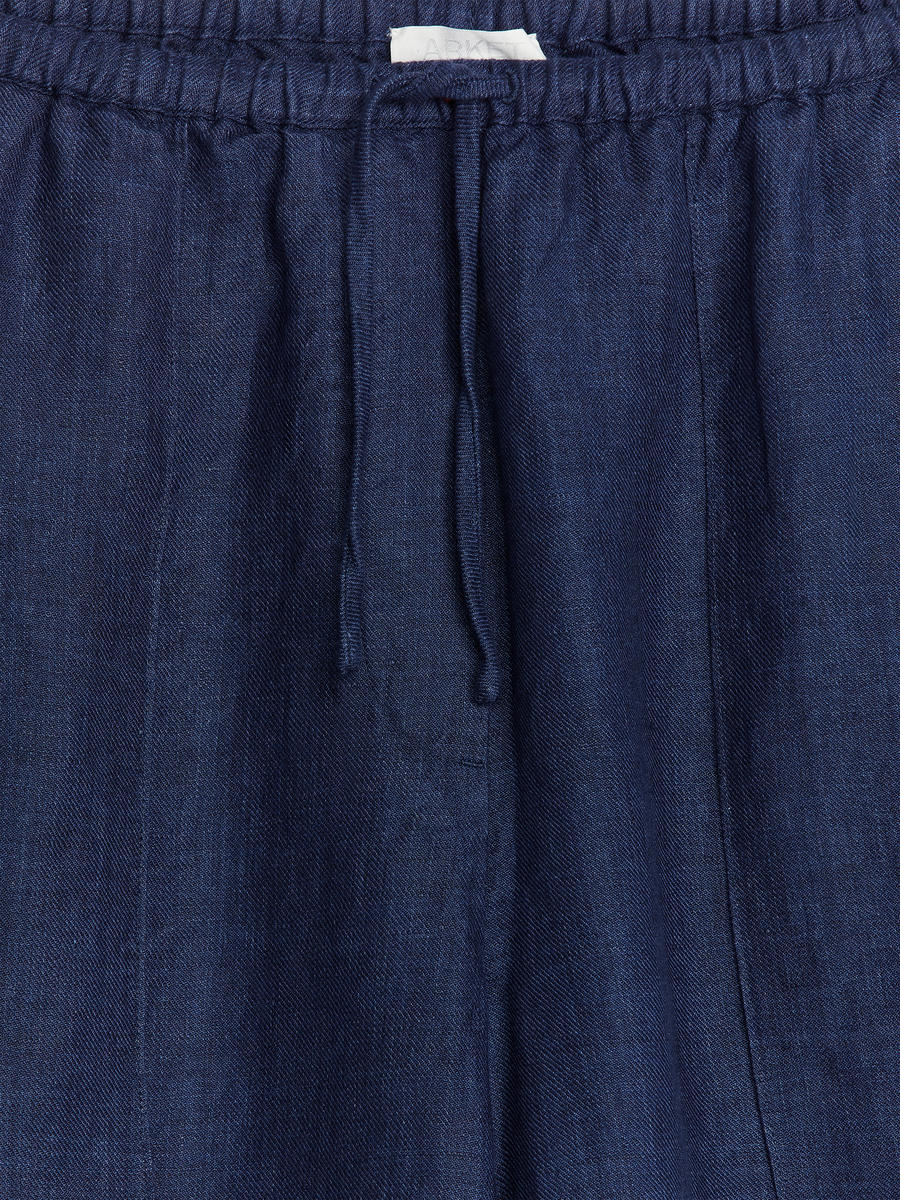 Loose Linen Trousers - Dark Blue - Loose fit - Women - 1229609001