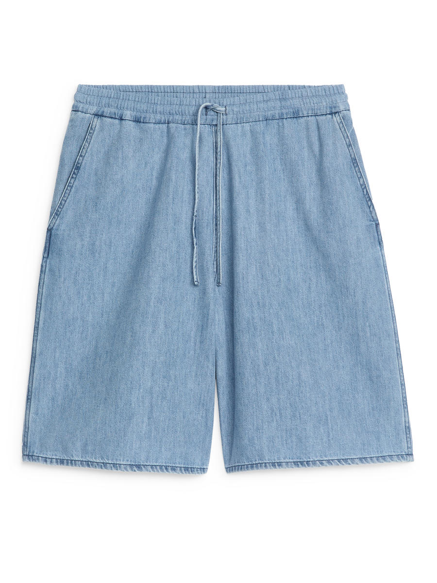 Denim Twill Shorts - Light Blue - Relaxed fit - Women - 1228492003