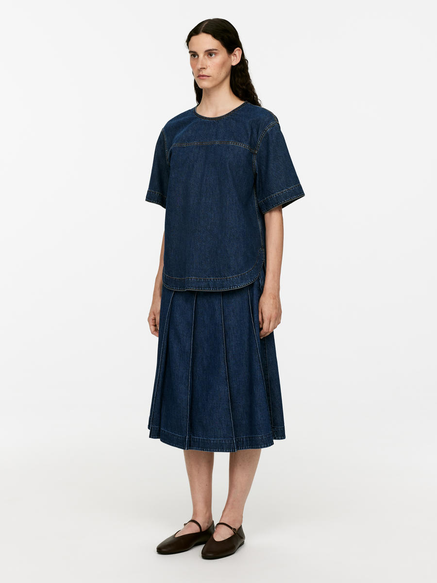 Arket navy pleated skirt best sale