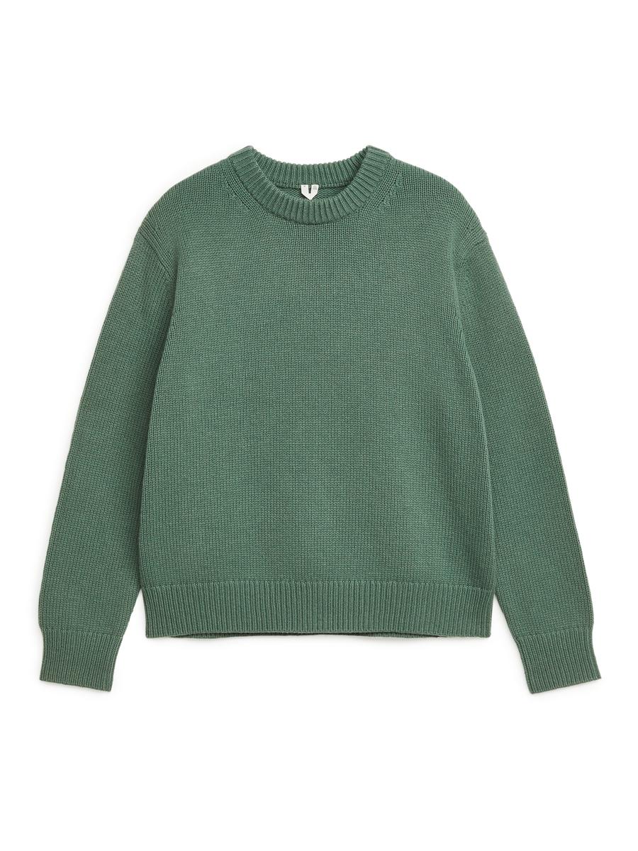 Heavy Knit Wool Blend Jumper Dusty Green Men ARKET DK