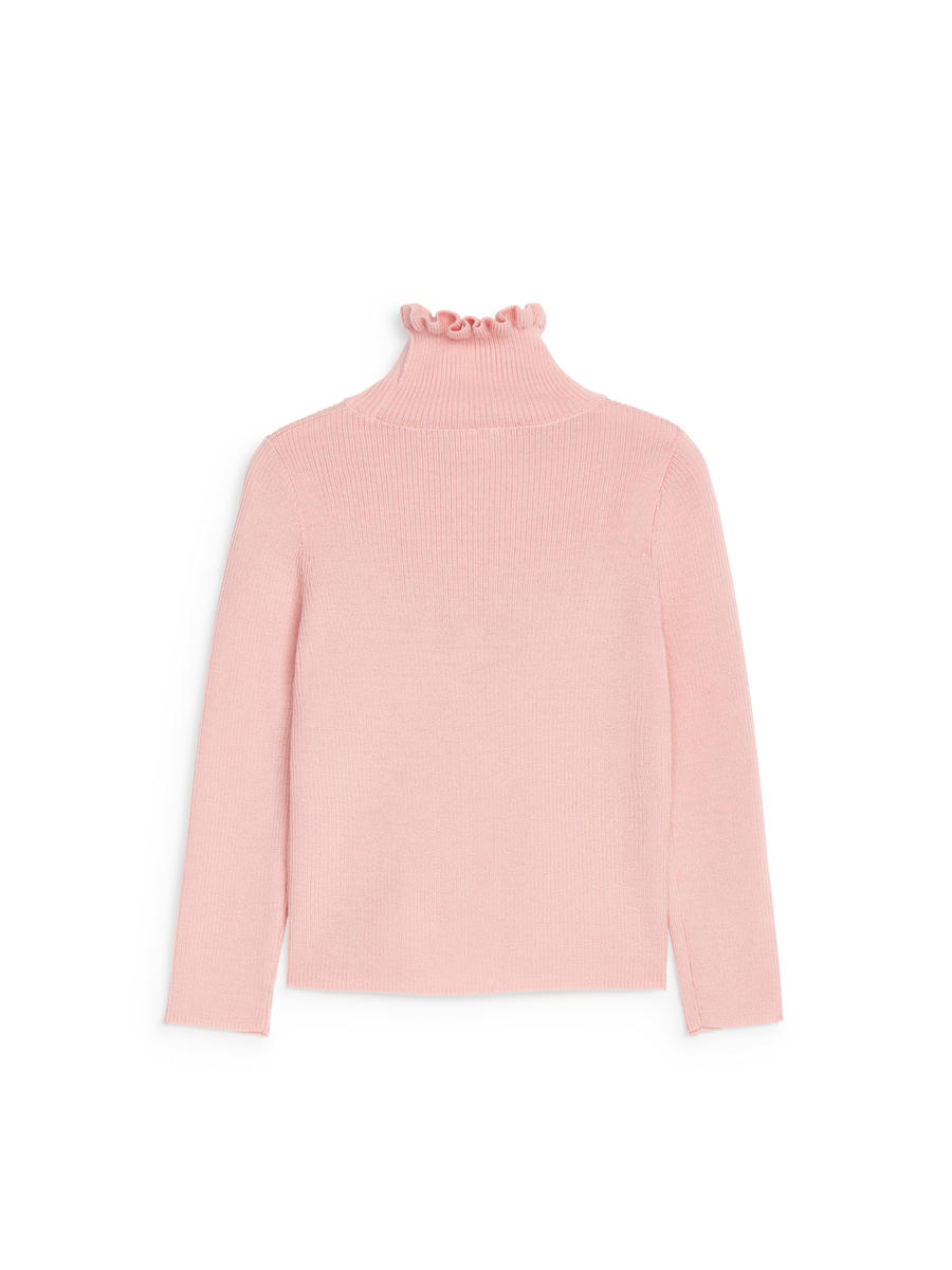 Frill-Collar Wool Jumper-#D1B3B3-13109