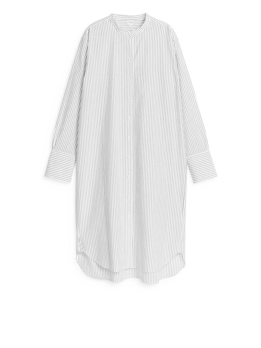 Washed Cotton Shirt Dress - White/Blue - Regular fit - Women - 1236739001