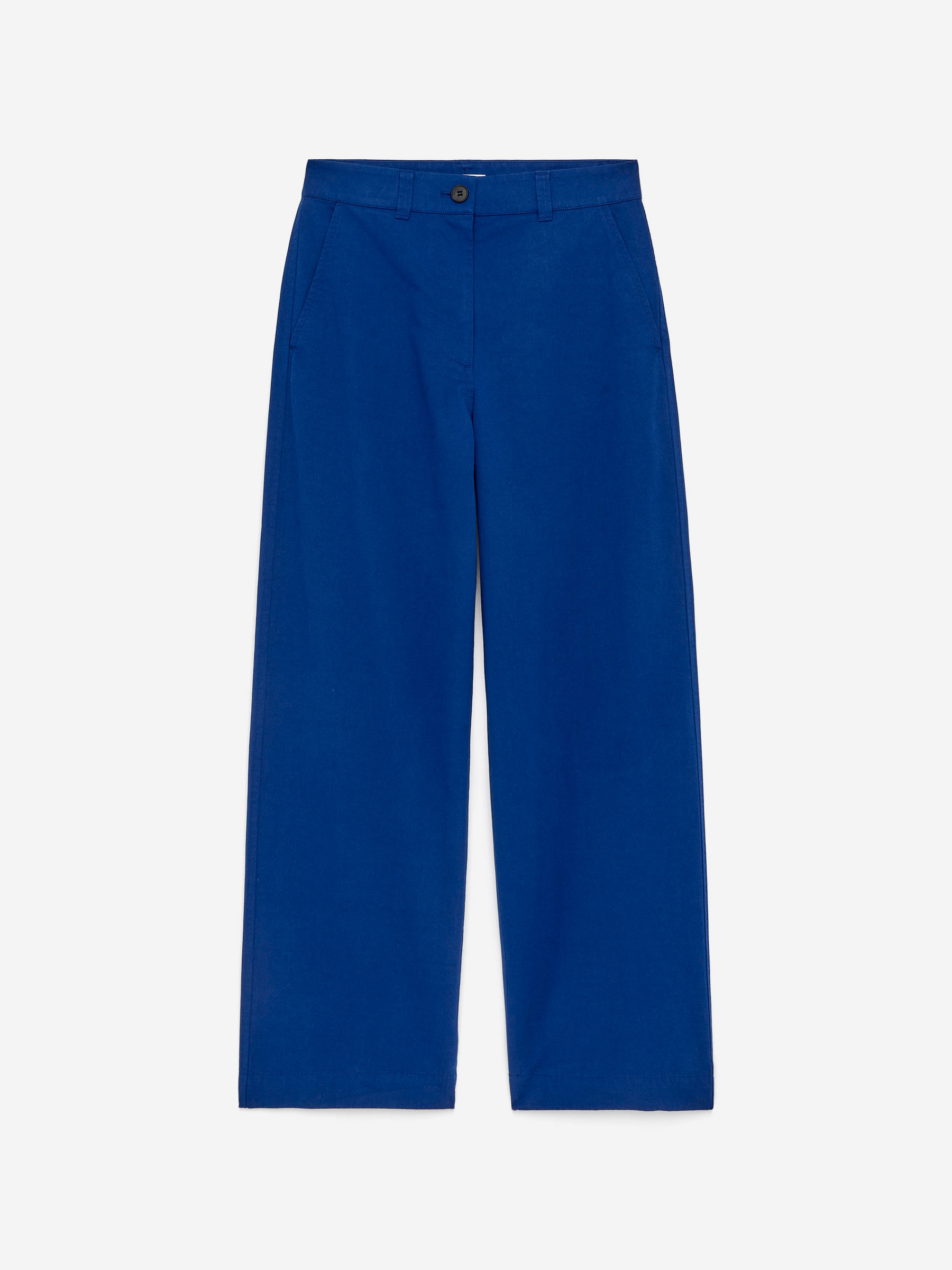 Cotton-Linen Chino Trousers-Blue-15861