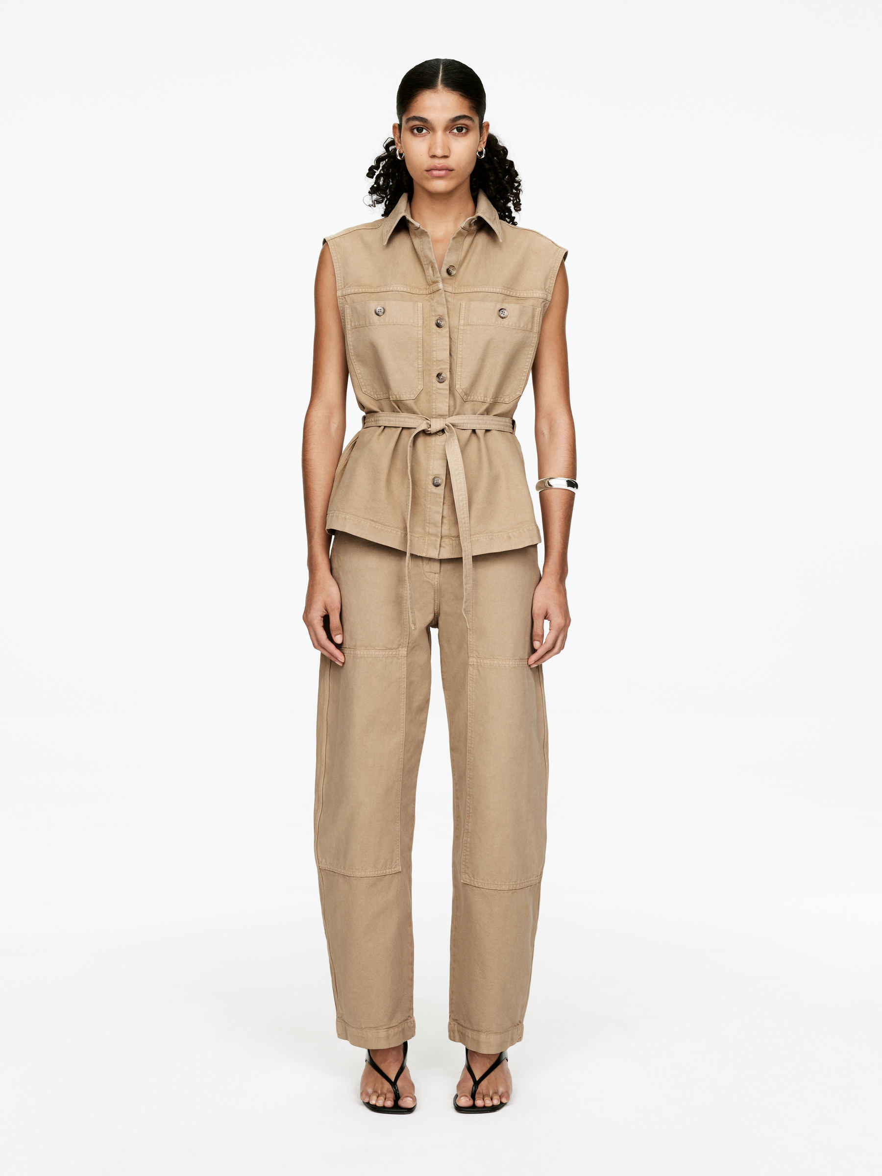 Utility Cotton Vest - Beige - Regular fit - Women - StillMedia/Lookbook - 4