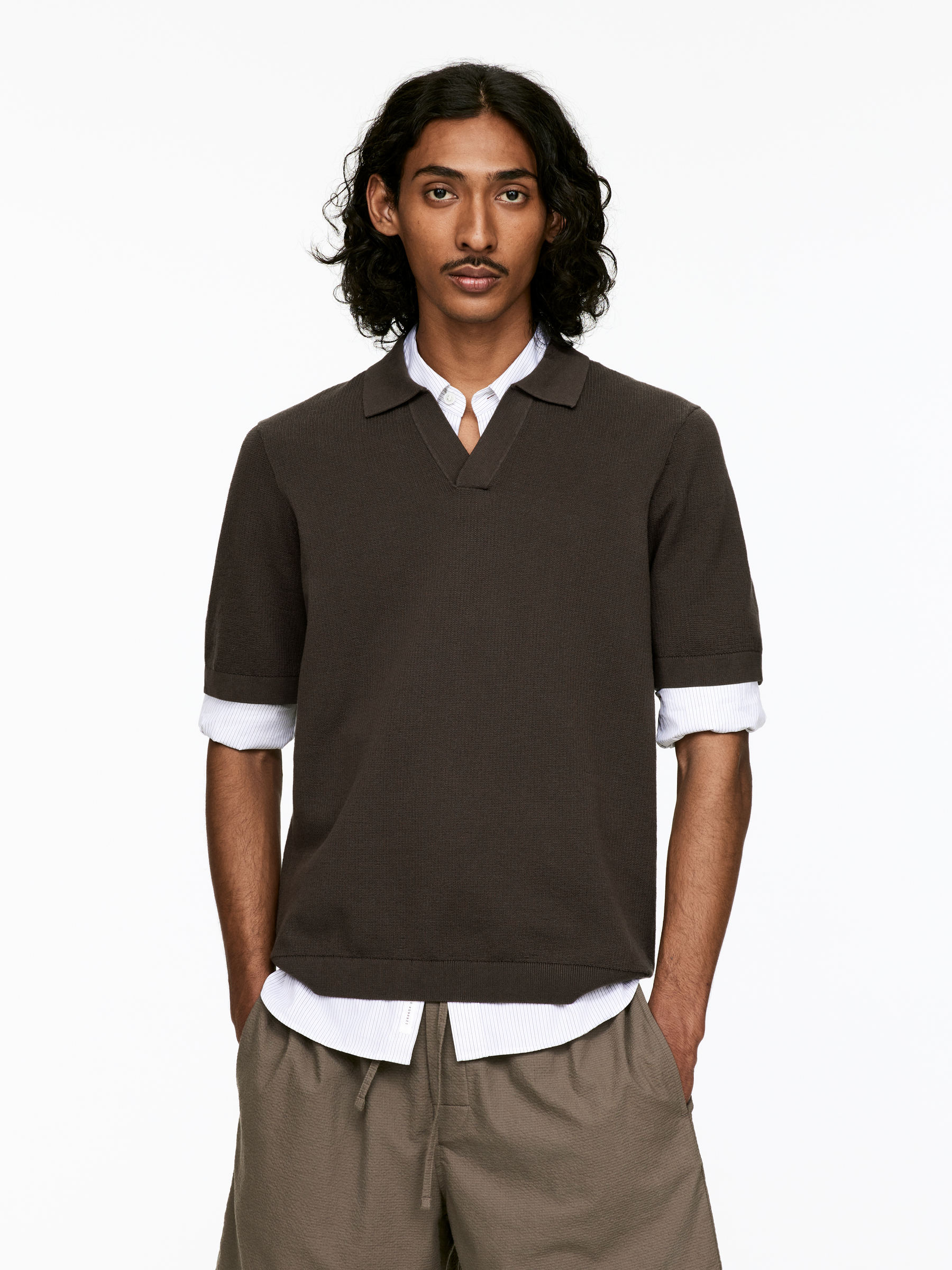 Polo texturé-#484240-15235