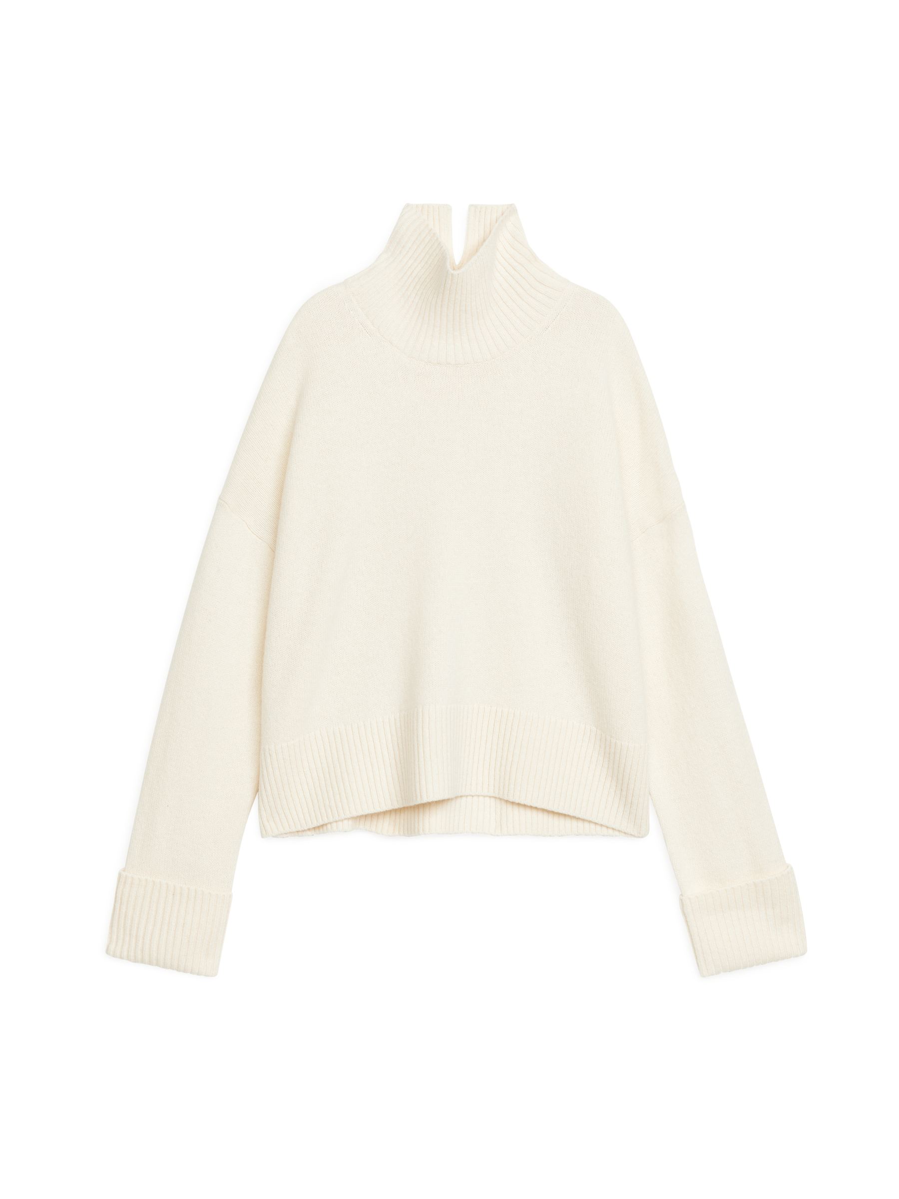 Jersey de lana de cuello alto - Off White - Corte holgado - Women - StillMedia/DescriptiveStillLife - 1