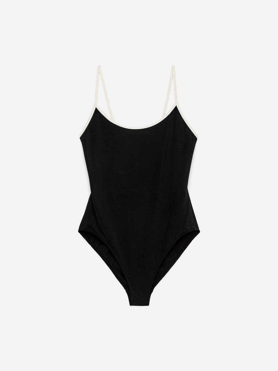 ARKET Women's  Contrast Binding Swimsuit Black,  size 32