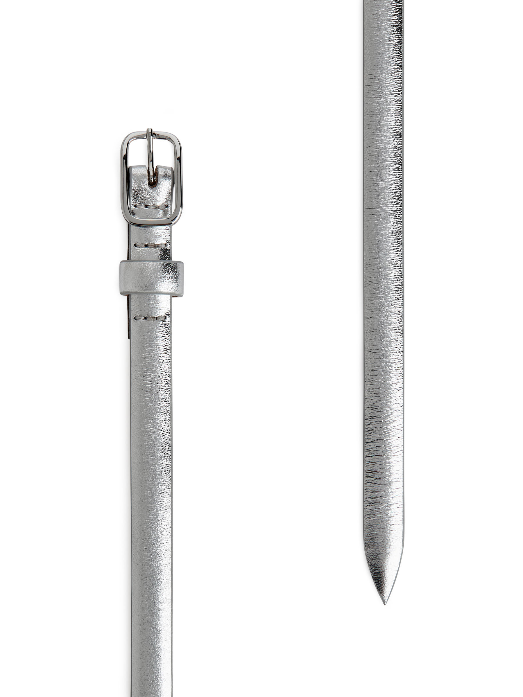 Cinturón estrecho de piel - Plateado - Women - StillMedia/DescriptiveDetail - 2