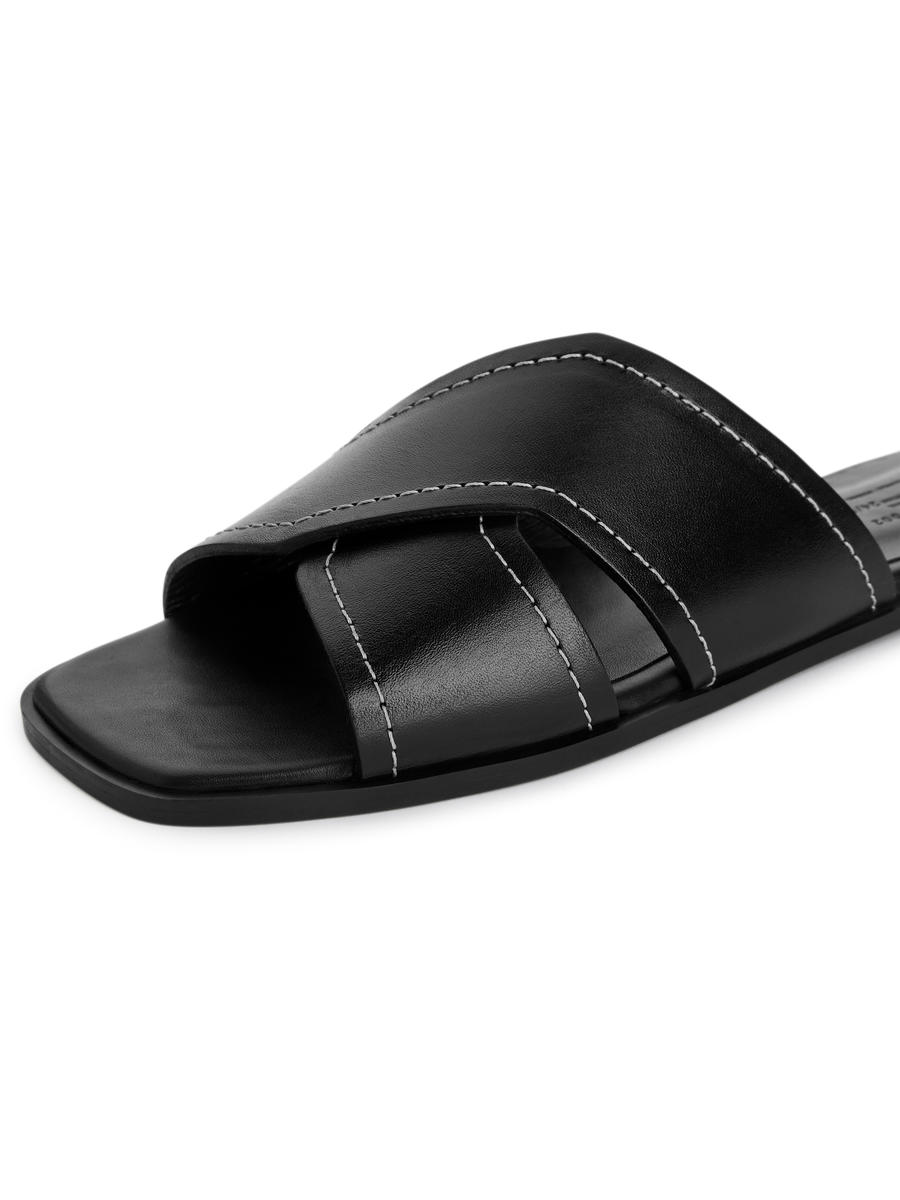 Leather Slides - Black - Women - 1235659002