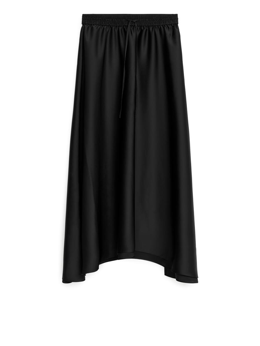 Midi Satin Skirt-#272628-5368