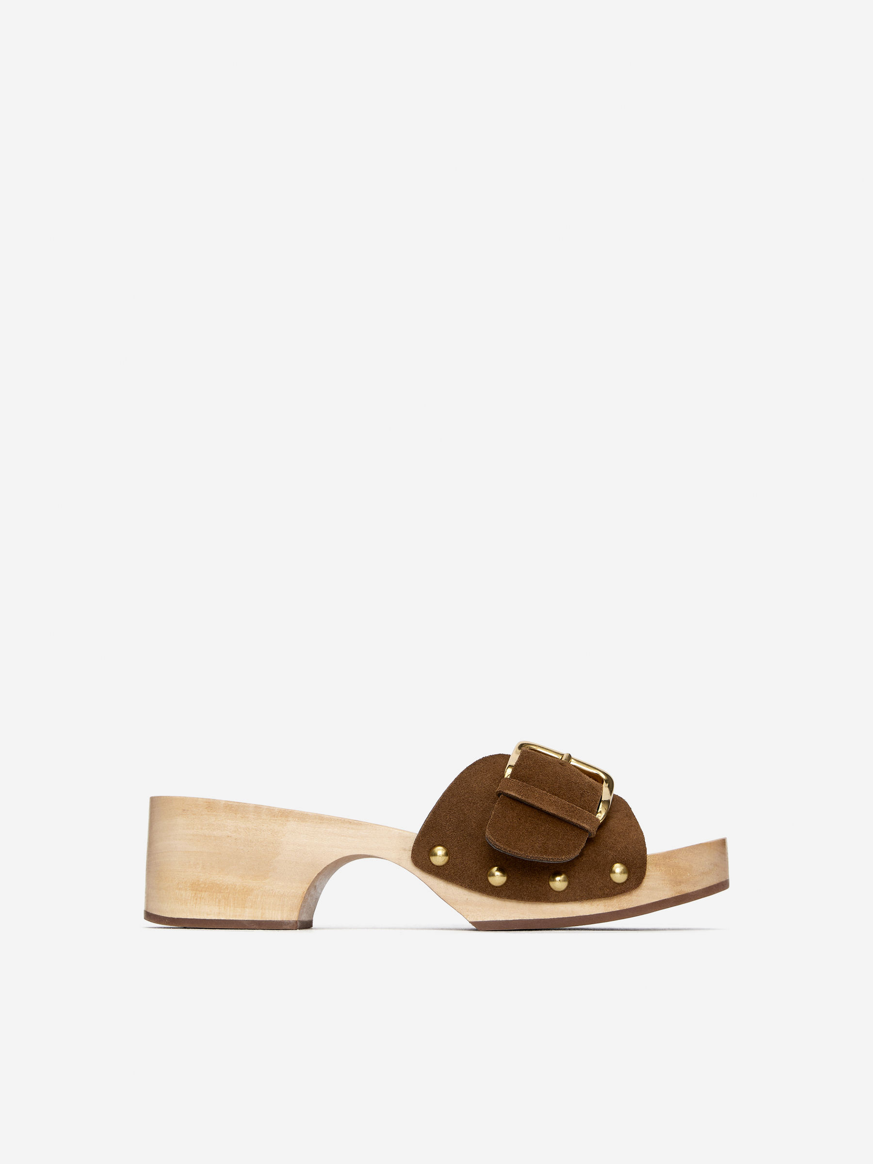 Suede Clogs-#997C6A-15691