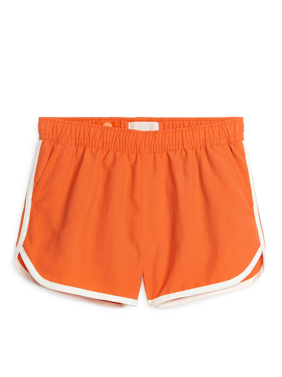 Badeshorts mit kontrastfarbenen Paspeln-#D67149-7848