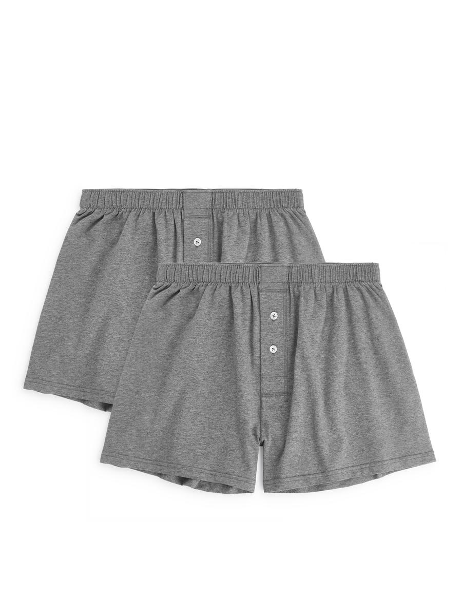 Boxershorts aus Jersey, 2er-Set-#A5A5A5-12703