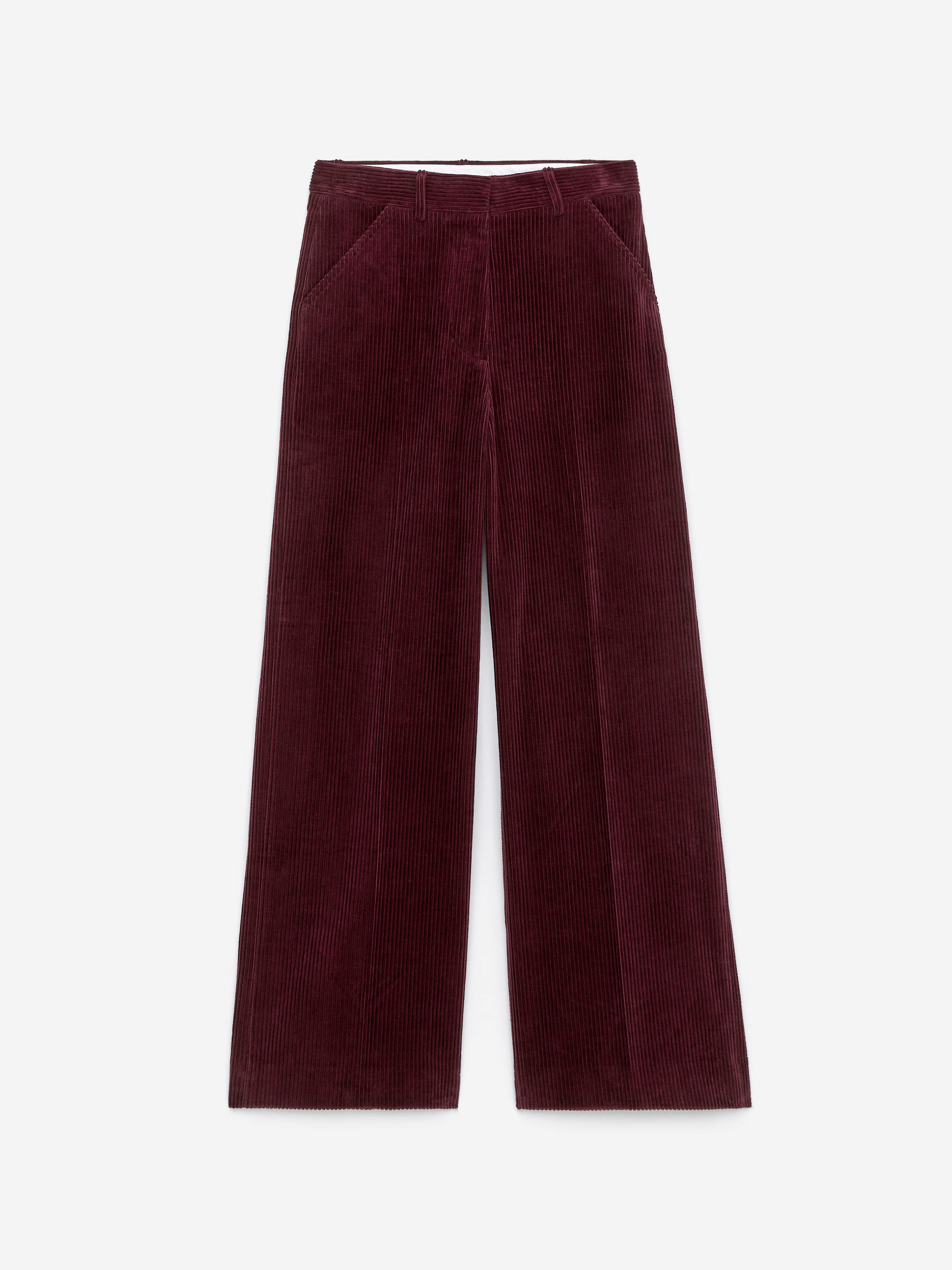 Wide-Leg Corduroy Trousers-#4B262D-15990