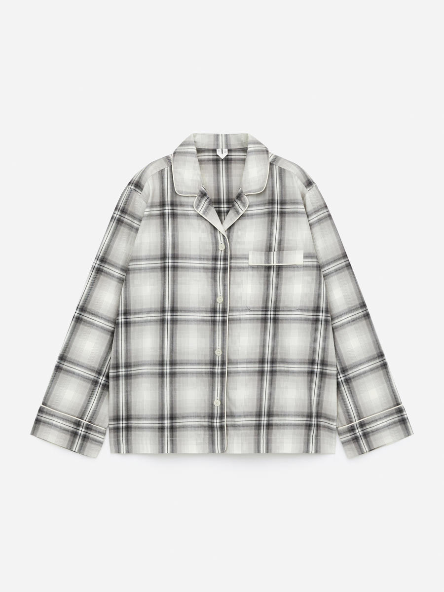 Chemise de pyjama en flanelle-Gris-13558