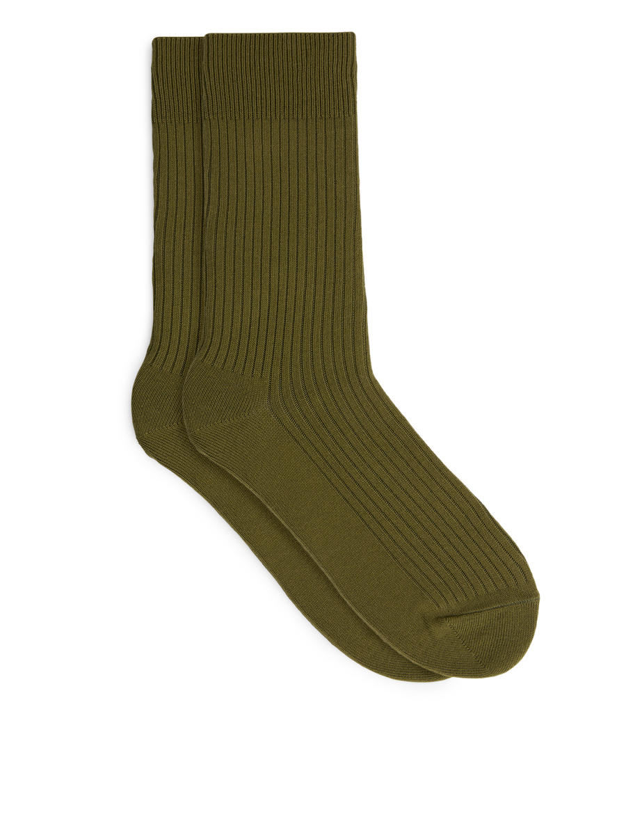 Gerippte Socken aus Supima-Baumwolle-#3F403B-9998