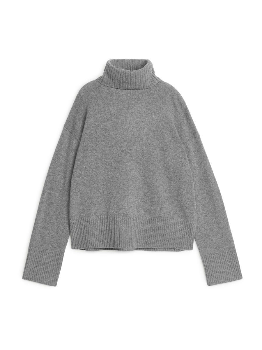 Grey cashmere polo neck jumper best sale