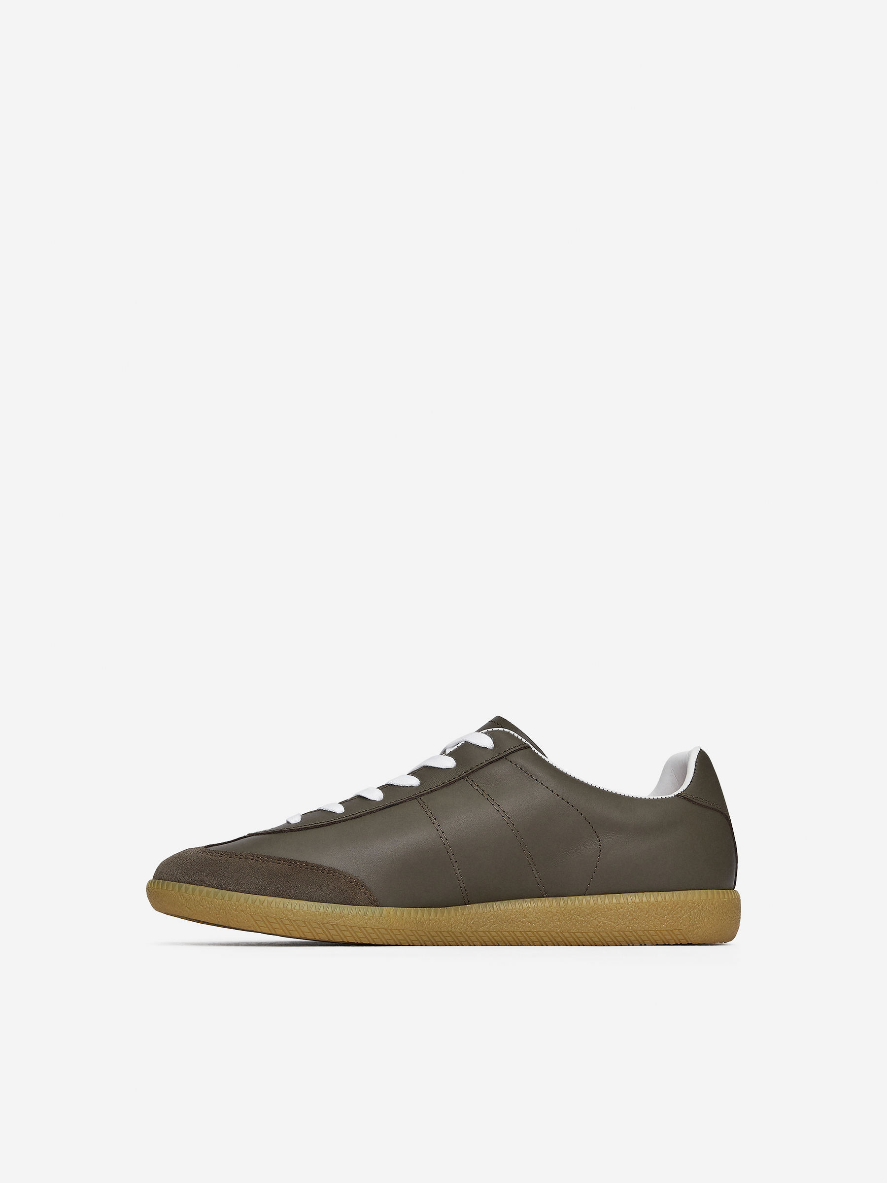Leather Trainers - Khaki Green - Men - StillMedia/DescriptiveStillLife - 4