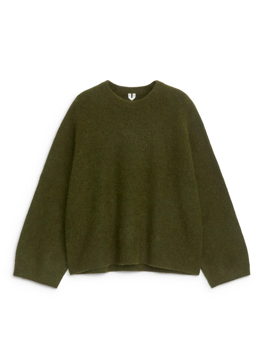 Alpaca-Wool Blend Jumper-#403C2D-11951