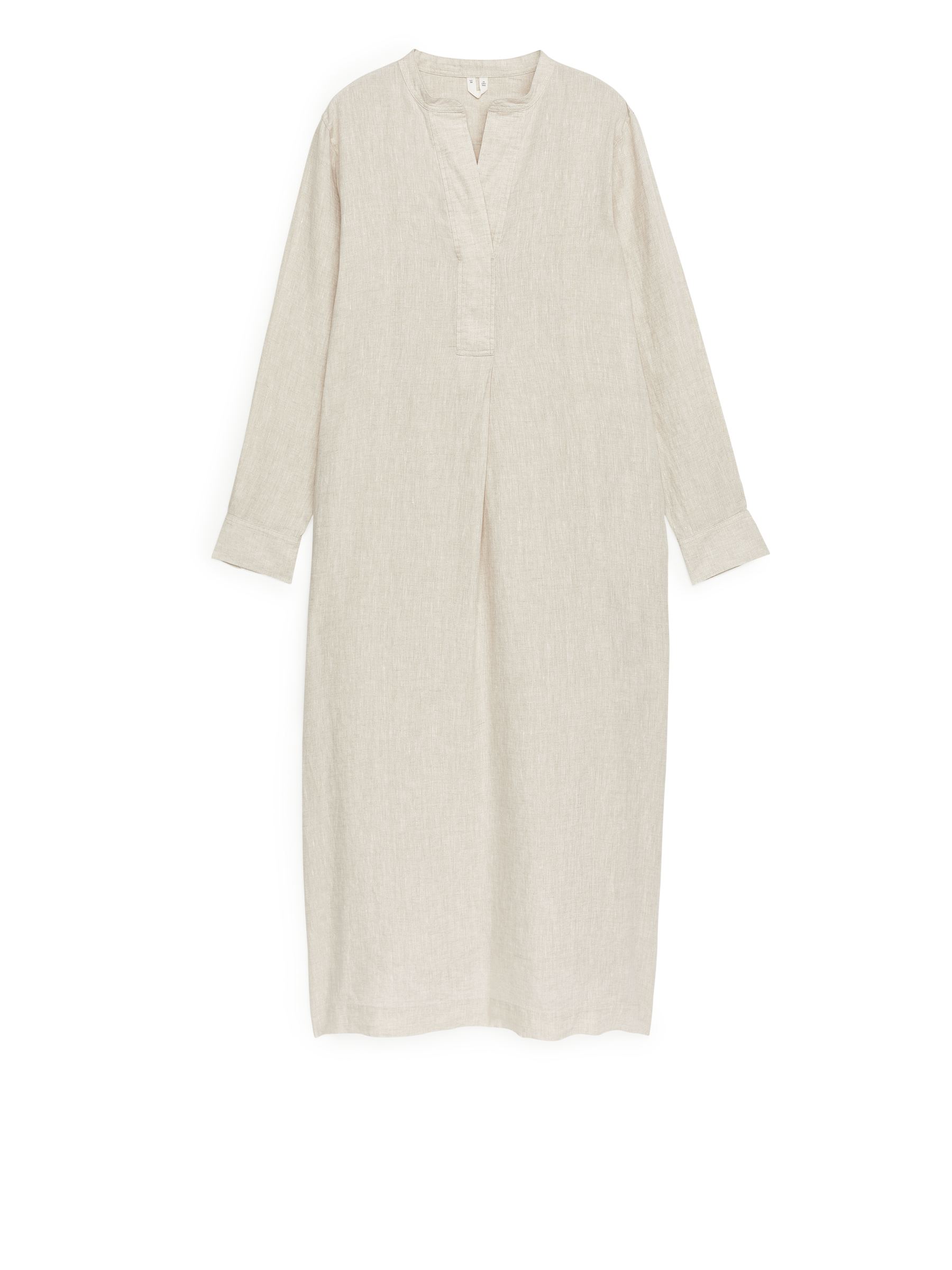 Linen Tunic Dress-#C7B9AB-11448