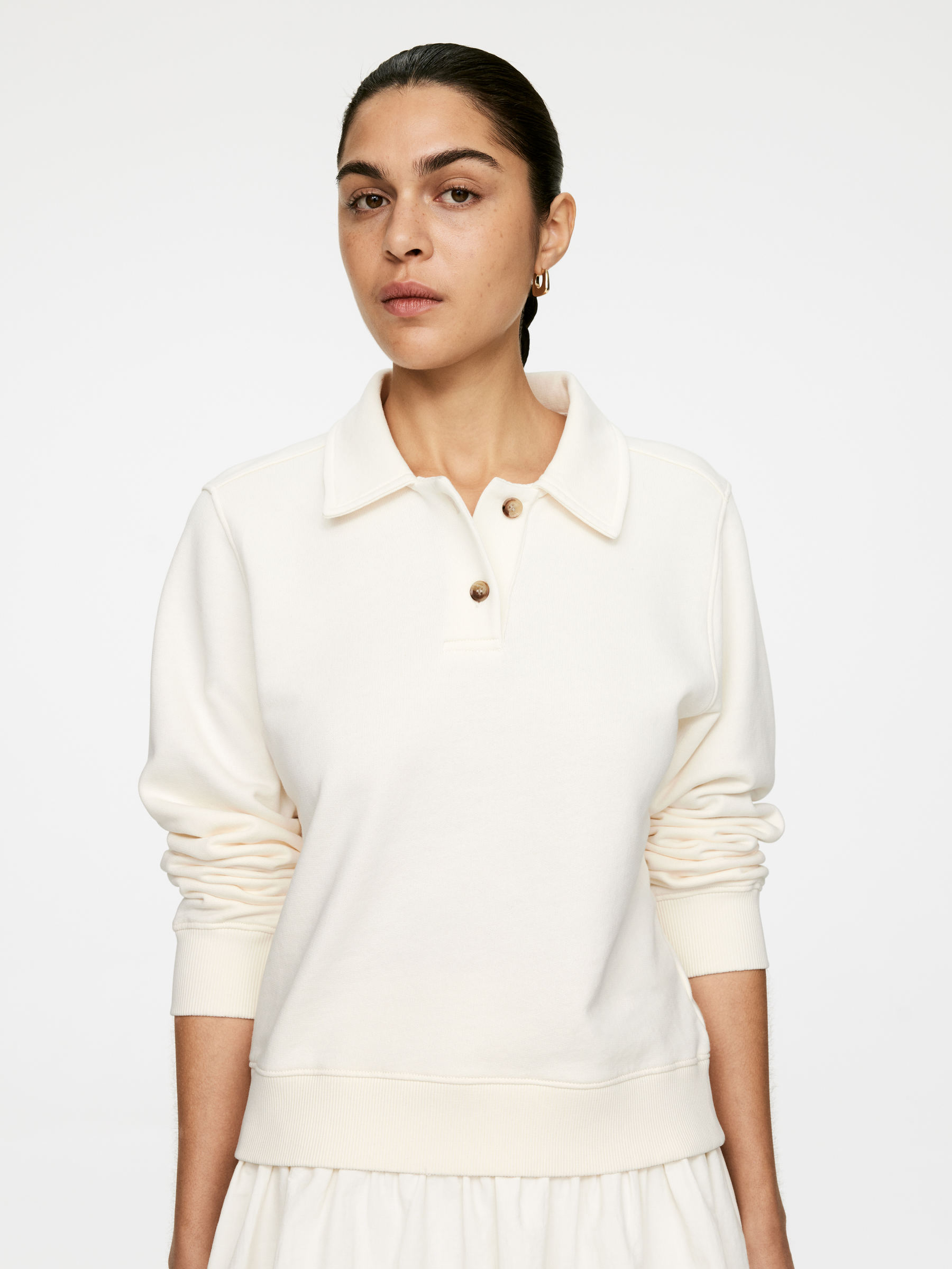 Polo en tissu éponge - Blanc cassé - Femme - 1282727001