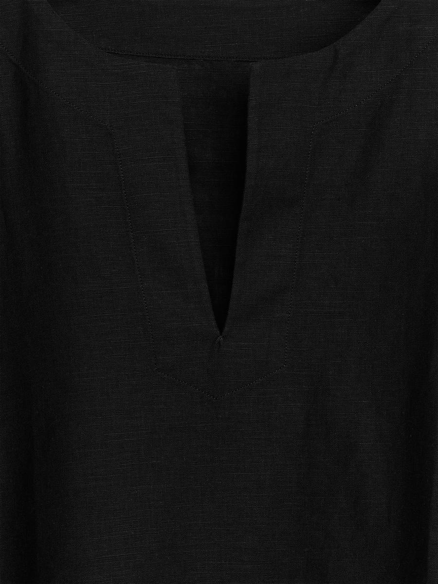 Linen Blend Blouse - Black - Loose fit - Women - 1233312002