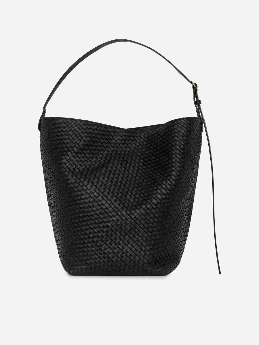 Woven Leather Tote Bag-#272628-13906