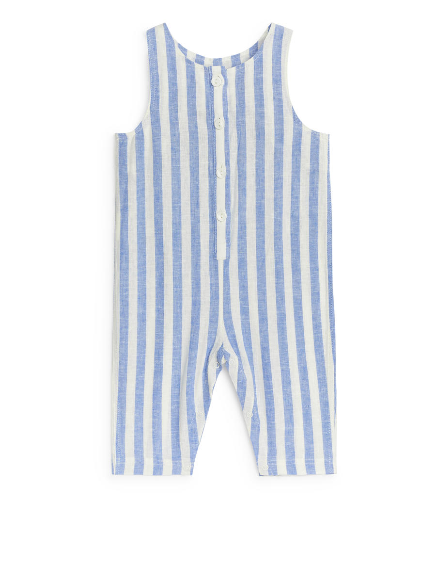 Overall aus Baumwoll-Leinen-Mischung - Weiß/Blau - Regular Fit - Children - 1220886001