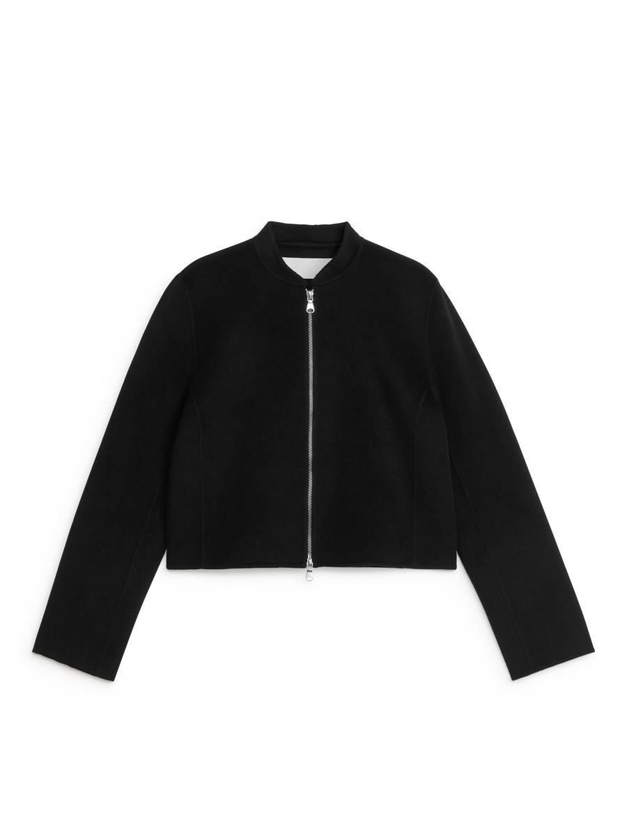 Cropped Doublé Jacket - Black - Regular fit - Women - 1221875001