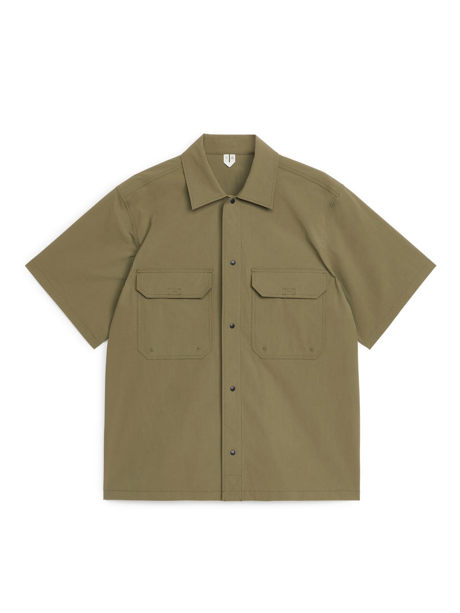 Short Sleeve Cargo Shirt - Khaki Green - Regular fit - Men - 1217589001