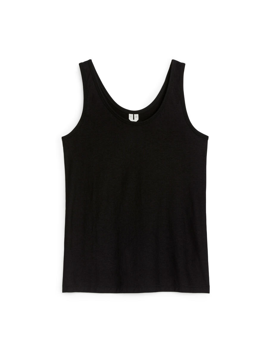 Crêpe Tank Top-Black-11934