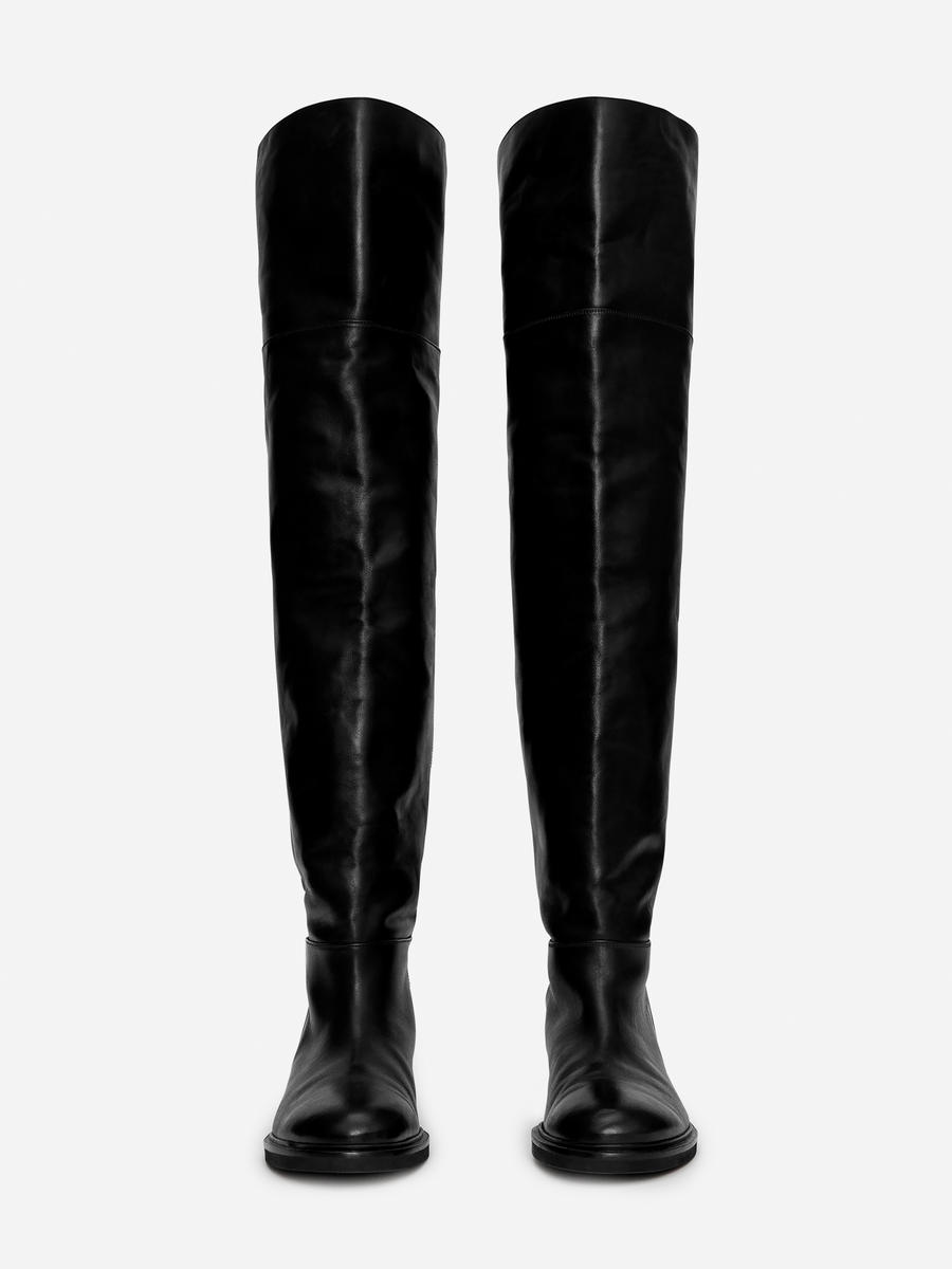 Over-The-Knee Leather Boots-#272628-13008