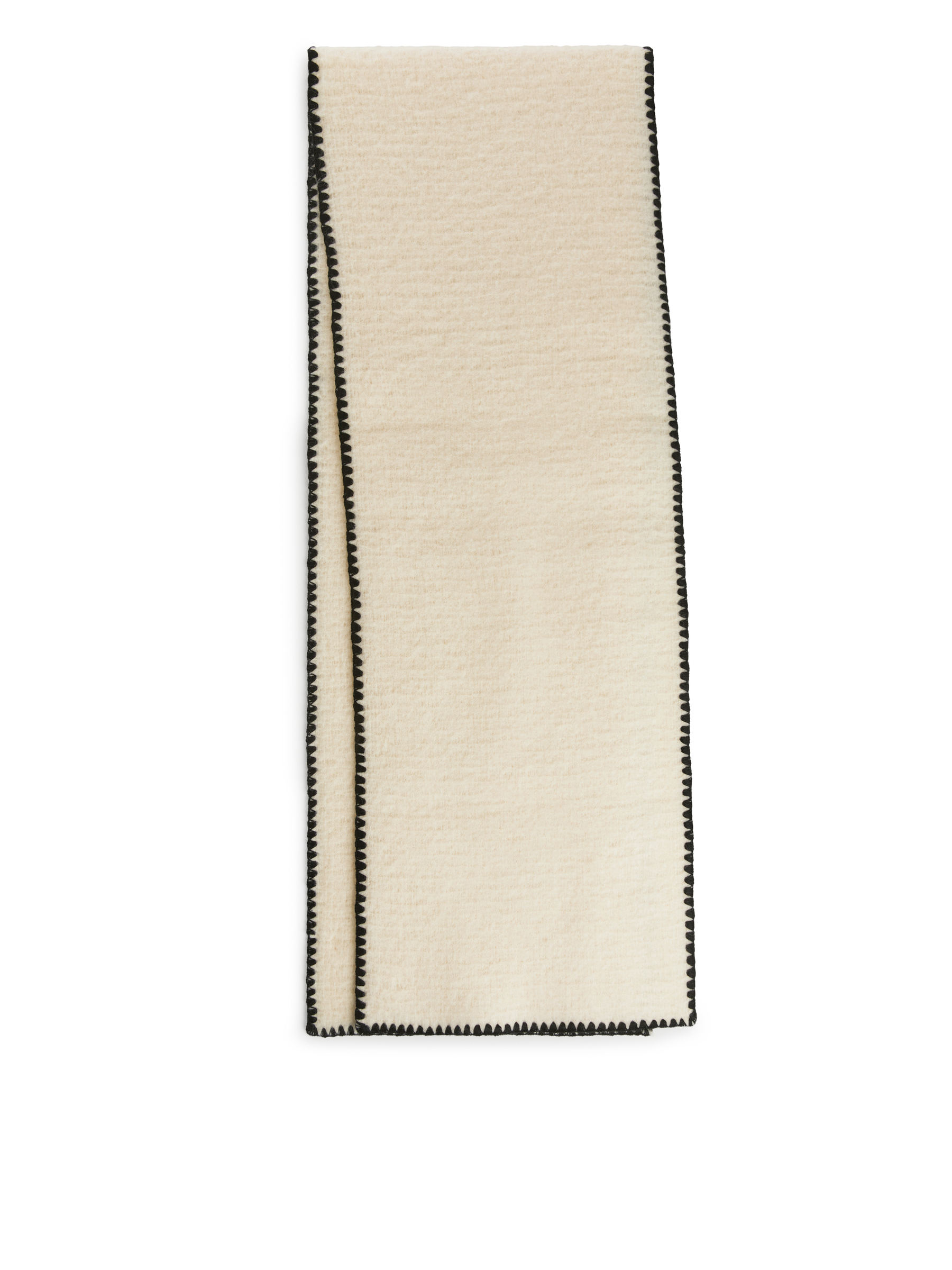 Bufanda de lana con punto de ojal - Blanco roto/negro - Women - StillMedia/DescriptiveStillLife - 1